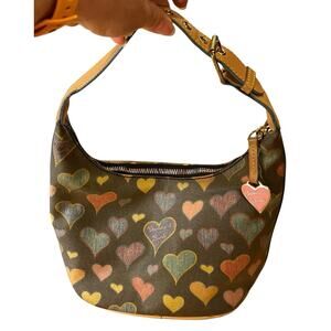 Dooney & Bourke Heart Pattern Shoulder Purse Bag Handbag Y2K Colorful